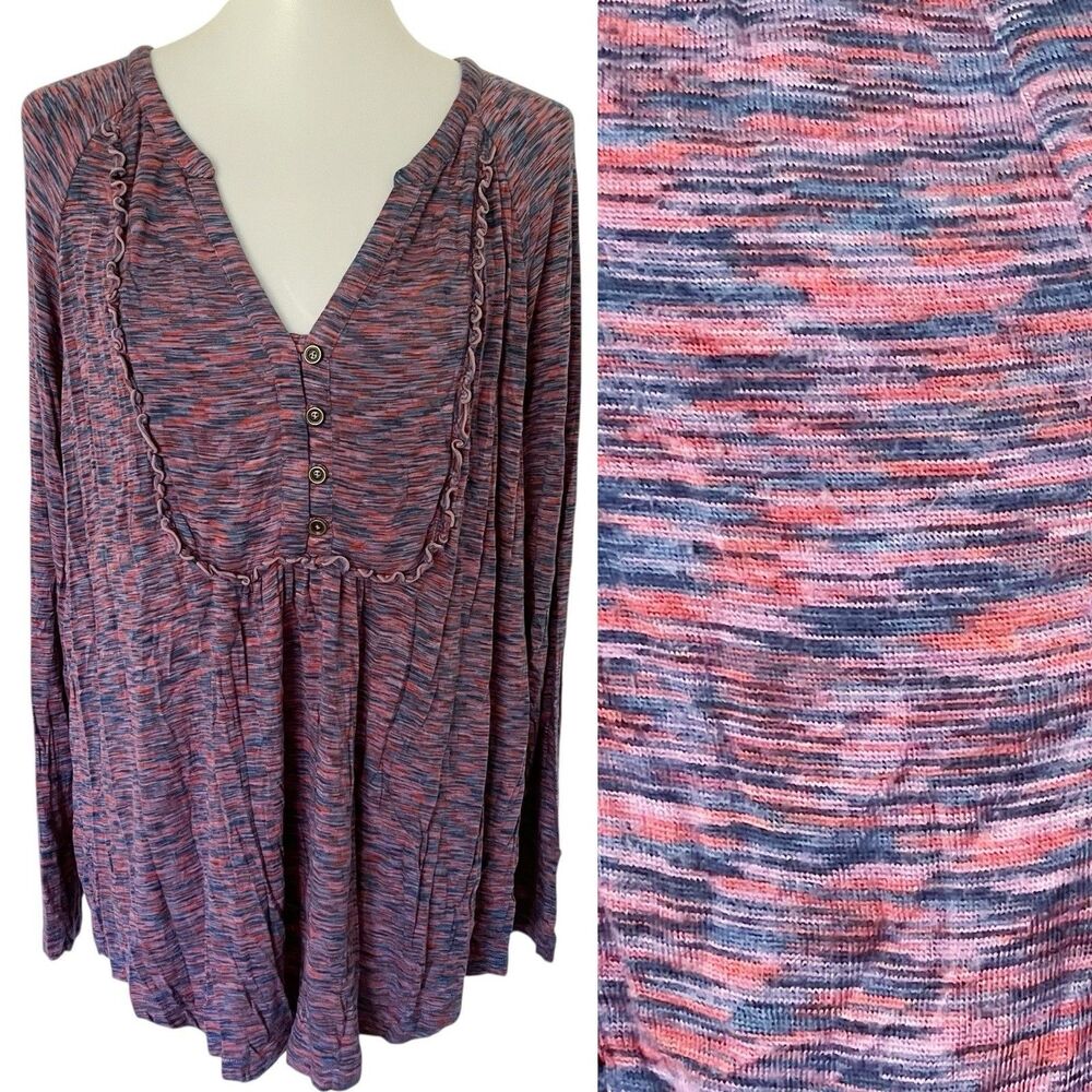 Matilda Jane Pink Blue Purple Heathered Henley Tunic